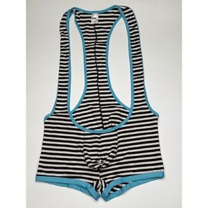 GTR Mens Black White Stripe Racerback Tank Top Underwear Style Large